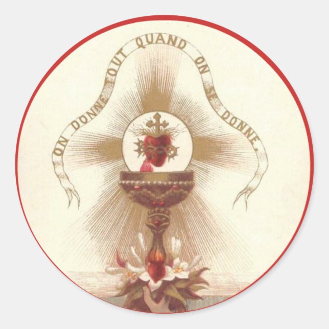 Chalice Cross Roses Host Communion Jesus Altar Classic Round Sticker (Front)