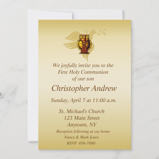 Chalice, Eucharist and Dove Christian Invitation (Front)