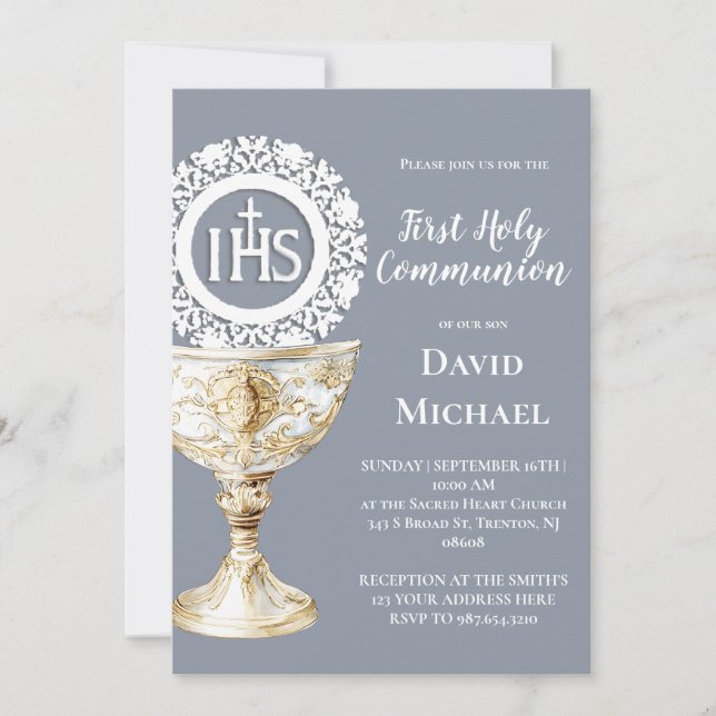 Chalice Host First Communion Invitation (Front)