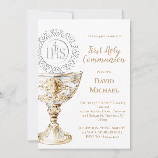 Chalice Host First Holy Communion Invitation (Front)