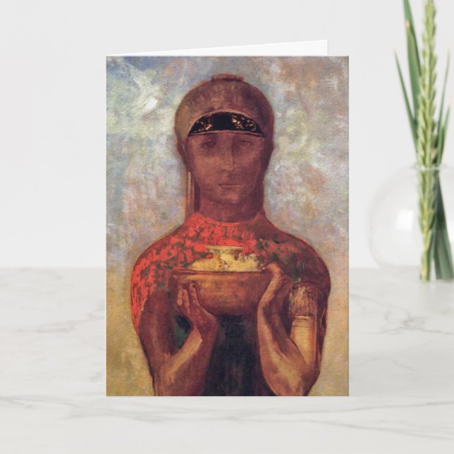 Chalice of Mystery - Spiritual Art by Odilon Redon Card (Front)