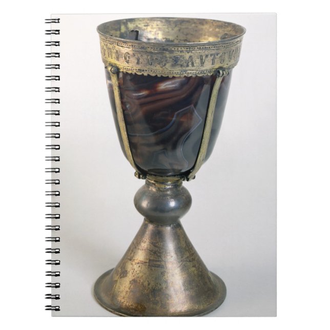 Chalice with jewels and an inscription on the bord notebook (Front)