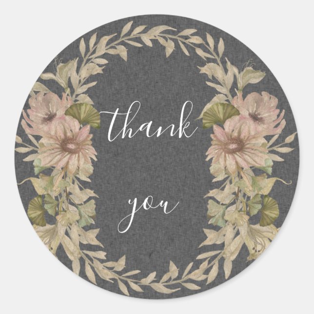 Chalk and Floral Thank You envelope seal (Front)