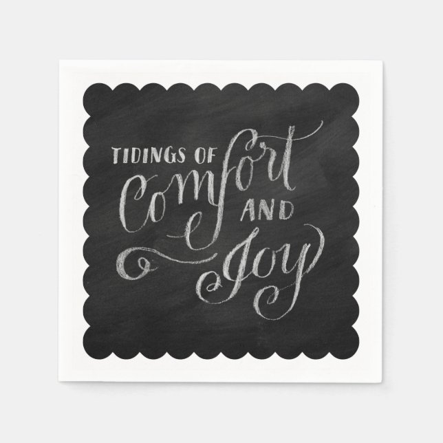 Chalk Board Drawn Tidings of Comfort and Joy Napkin (Front)