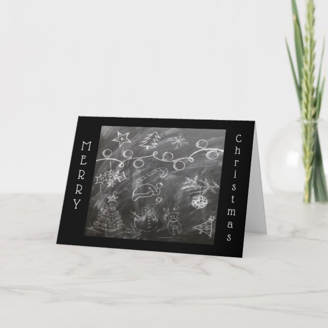 Chalk board Merry Christmas Holiday Card (Front)