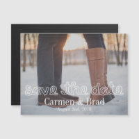 Chalk Calligraphy Personalised Photo Save The Date