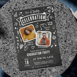 Chalk Doodle Photo Joint Grad Invitation 2026