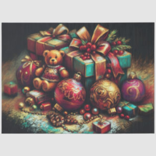 Chalk Drawing Christmas Bear Gift Candy Ornament Tissue Paper