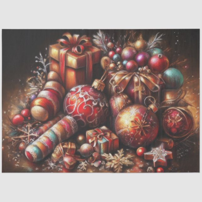 Chalk Drawing Christmas Gift Candy Ornament Tissue Paper (Front)