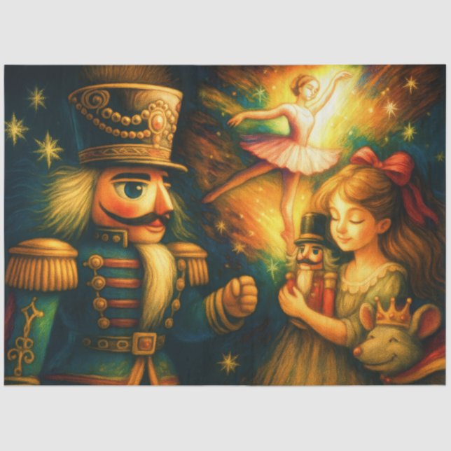 Chalk Drawing Cute Nutcracker Ballet Christmas Tissue Paper (Front)
