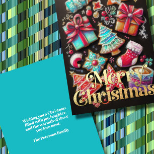 Chalk Drawing Decorated Christmas Cookies Brown Card