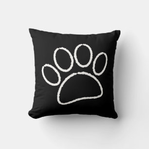 Chalk Drawing Dog Paw Print Cushion