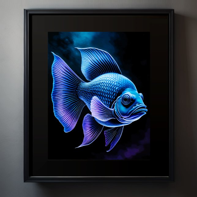 Chalk Drawing of Fish on Black Poster (Creator Uploaded)