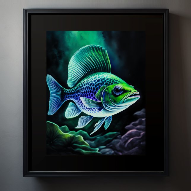Chalk Drawing of Fish on Black VI Poster (Creator Uploaded)