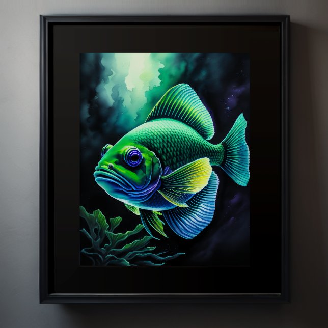 Chalk Drawing of Fish on Black VII Poster (Creator Uploaded)