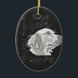 Chalk Drawing of Golden Retriever Ceramic Ornament<br><div class="desc">This chalk drawing of your best friend is a beautiful chalk drawing of a golden retriever and the perfect dog art for dog lovers. This original pencil art of a golden retriever’s portrait makes a beautiful gift for dog lovers. It would also be a great present for breeders and all...</div>