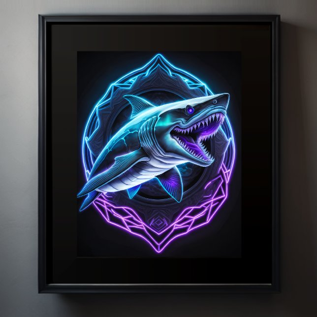 Chalk Drawing of Shark on Black Poster (Creator Uploaded)