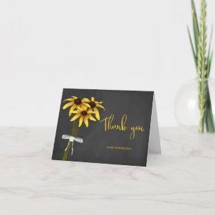 chalk drawn Black Eyed Susan flowers thank you Card