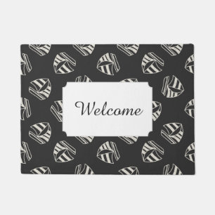 Chalk Drawn Sailboat Pattern   Add Your Text Doormat