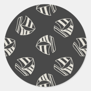 Chalk Drawn Sailboat Pattern Classic Round Sticker