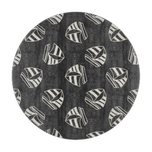 Chalk Drawn Sailboat Pattern Cutting Board