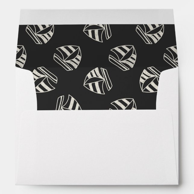 Chalk Drawn Sailboat Pattern Envelope (Back (Bottom))