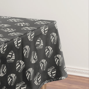 Chalk Drawn Sailboat Pattern Tablecloth