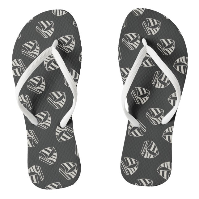 Chalk Drawn Sailboat Pattern Thongs (Footbed)