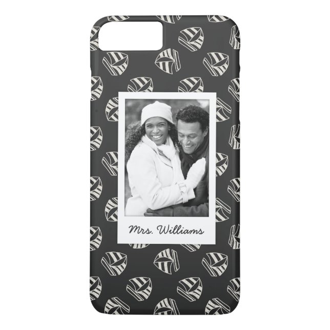 Chalk Drawn Sailboat Pattern | Your Photo & Name Case-Mate iPhone Case (Back)