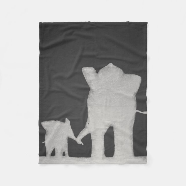 Chalk Elephant Family Fleece Blanket (Front)