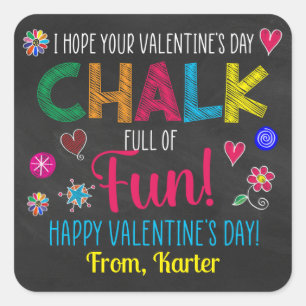 Chalk Full of Fun Valentine Square Sticker