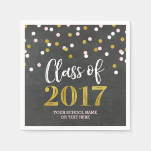 Chalk Gold Pink Confetti Class of 2017 Graduation Napkin