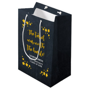Chalk Gold Star Personalised Graduation Medium Gift Bag