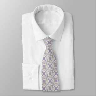 Chalk Grey Lavender Octagon Star Geometric Design Tie