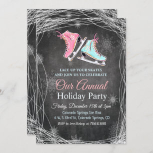 Chalk Ice Skating Holiday Party Invitation