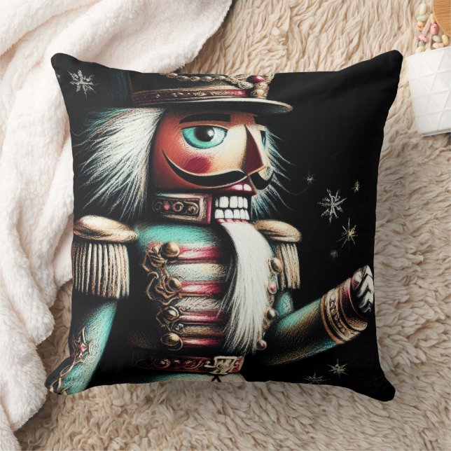 Chalk Illustrated Christmas Nutcracker Cushion (Blanket)