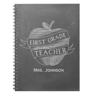 Chalk Inspired Apple 1st Grade Teacher Notebook