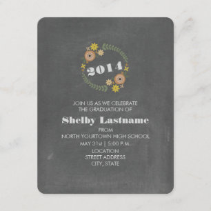 Chalk Inspired Orange Floral Wreath Graduation Invitation
