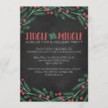 Chalk Jingle and Mingle Holiday Party Invitations<br><div class="desc">Chalk Jingle and Mingle Holiday Party Invitations - features a printed chalk background with watercolor pine and spruce sprigs with holly berries and leaves. Jingle and Mingle is printed in a red and green fun font.</div>