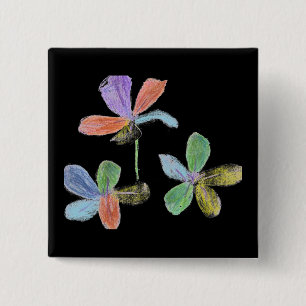 Chalk-like flowers 15 cm square badge