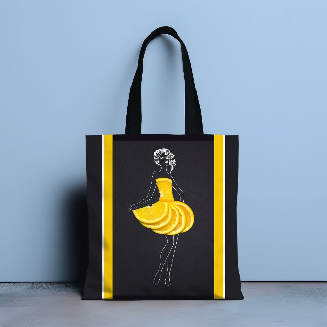 Chalk Line Art Woman Tropical Orange Tote Bag (Creator Uploaded)