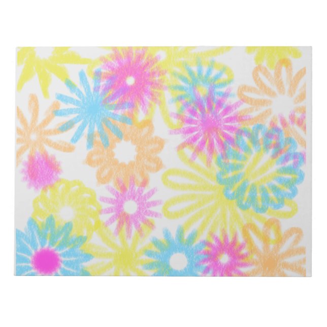  Chalk look bright flowers stocking filler fun Notepad (Front)