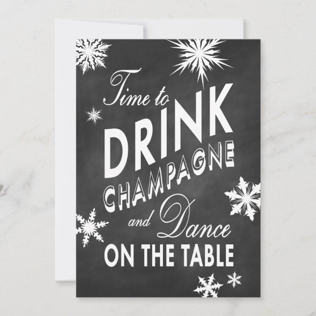 Chalk New Year's Time to Drink Champagne Invite (Front)