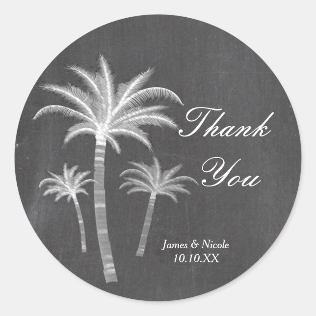 Chalk Palm Trees Destination Travel Favour Sticker (Front)