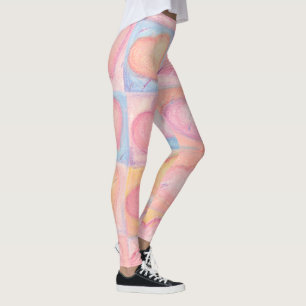 Chalk Pastel Artwork Hearts Pink Baby Blue Groovy Leggings