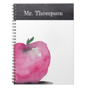 Chalk Personalised Watercolor Apple Teacher Custom Notebook