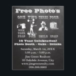 Chalk Photo Booth Prop Sign Flyer<br><div class="desc">Chalk and vintage style Free photos flyers that is perfect for events that have a photo booth. Display this sign near your photo booth. Photo booth directions or photo booth instructions done in a classy vintage design. Sign shows guests to pick a prop, pose, smile and snap a photo. Perfect...</div>