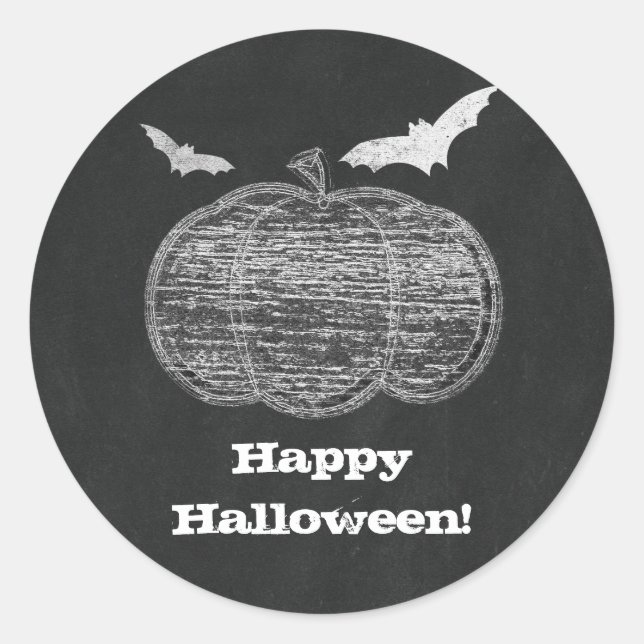 Chalk Pumpkin Chalkboard Halloween Party Favour Classic Round Sticker (Front)