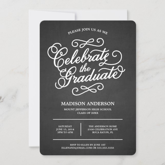 Chalk Script | Graduation Photo Invitation (Front)