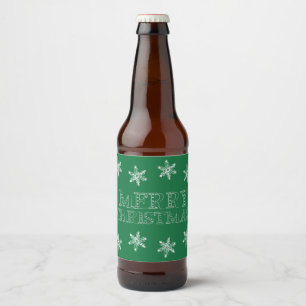 Chalk Snowflake Pattern Beer Bottle Label
